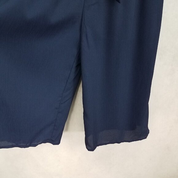 NEW One Clothing Size S Sleeveless Ruffle Pant Jumpsuit Cropped Wide Leg in Navy - Picture 4 of 12